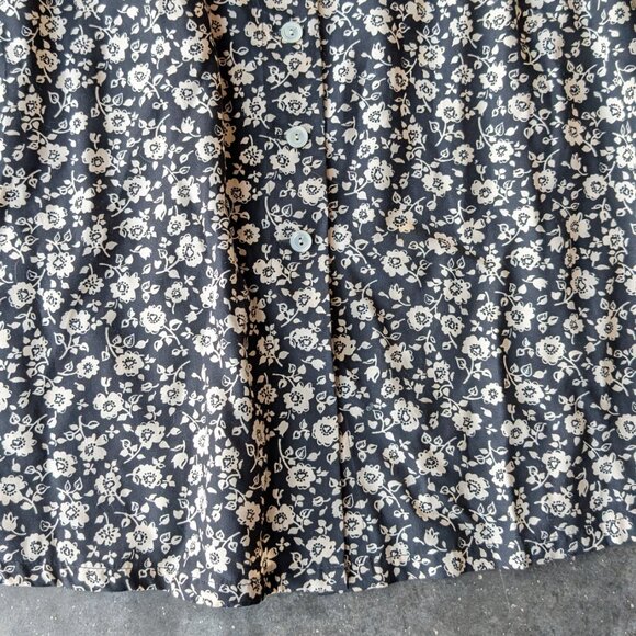 Vintage Banana Republic Black White Floral Button Down Sleeveless Midi Dress 6 - Picture 4 of 6